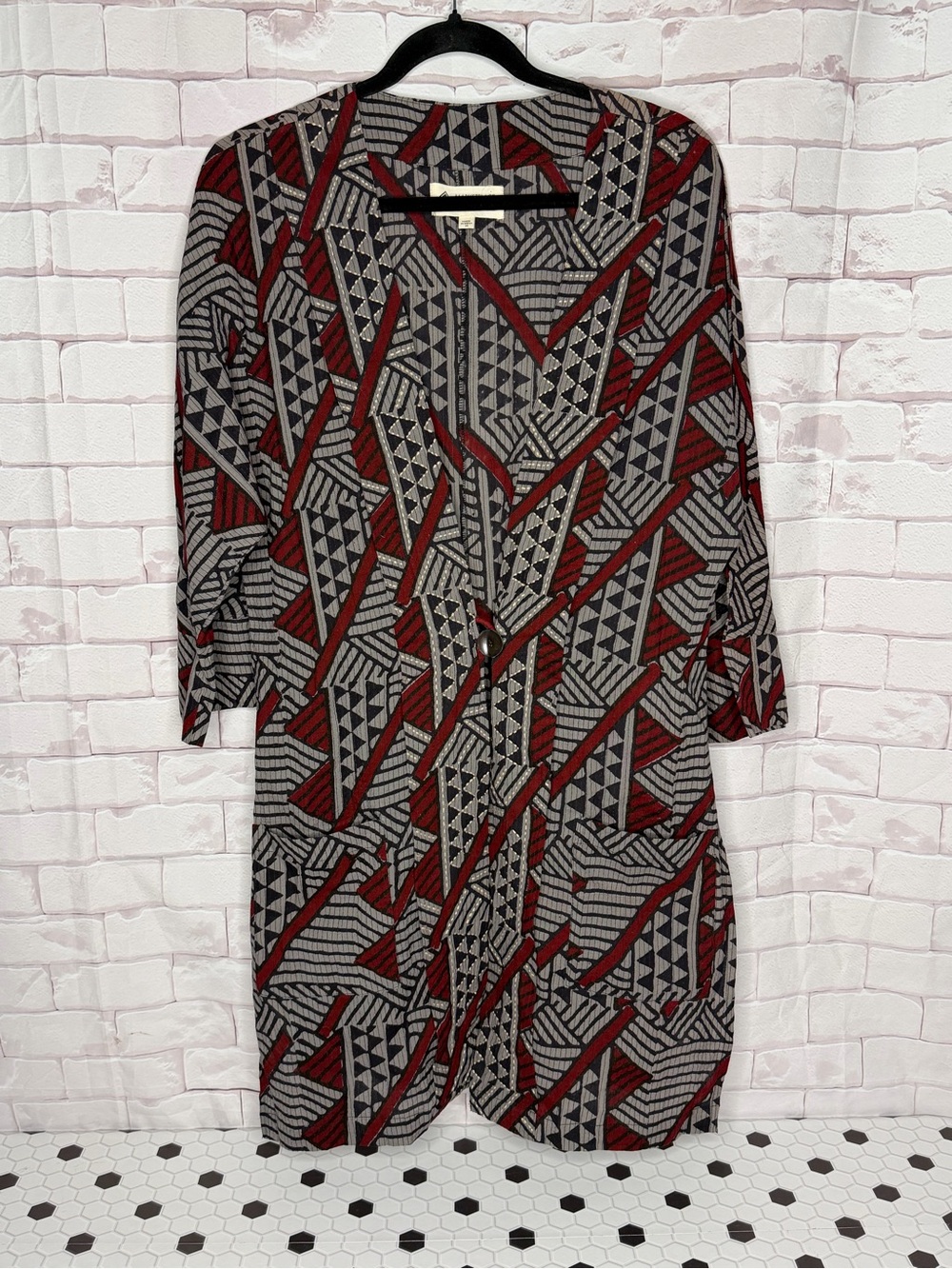 Marketplace Handwork of India Printed Kimono Jacket Size M Boho Tribal Duster